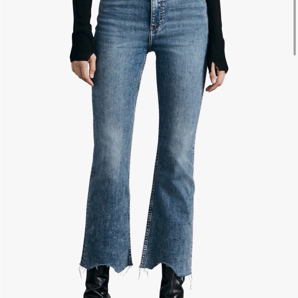 rag & bone Casey High Waist Ankle Flare Jeans (Pebble)